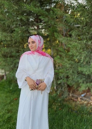 Bohem Beyaz Uzun Kollu Salaş Elbise - Görsel 2