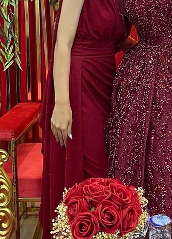 s Beden bordo Renk Abiye
