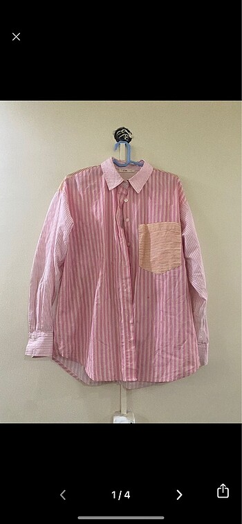 defacto oversize çizgili pembe poplin gömlek