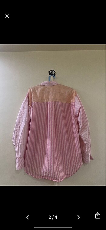 Defacto defacto oversize çizgili pembe poplin gömlek