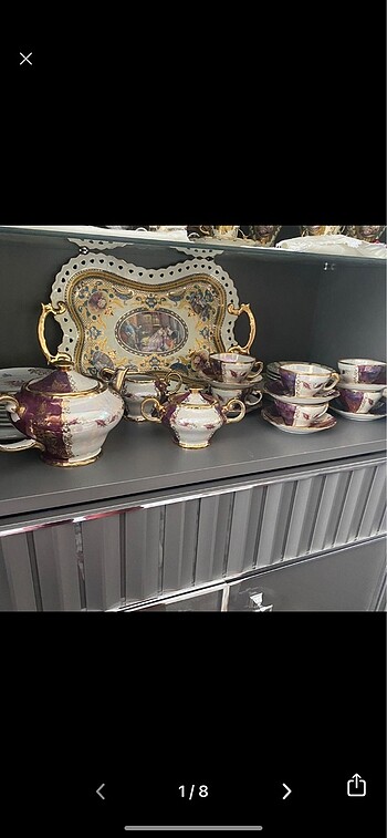 antika vintage vitrinlik çay takımı