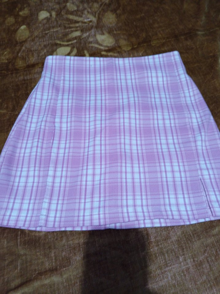 Mor Ekose Desenli Mini Etek - Görsel 2