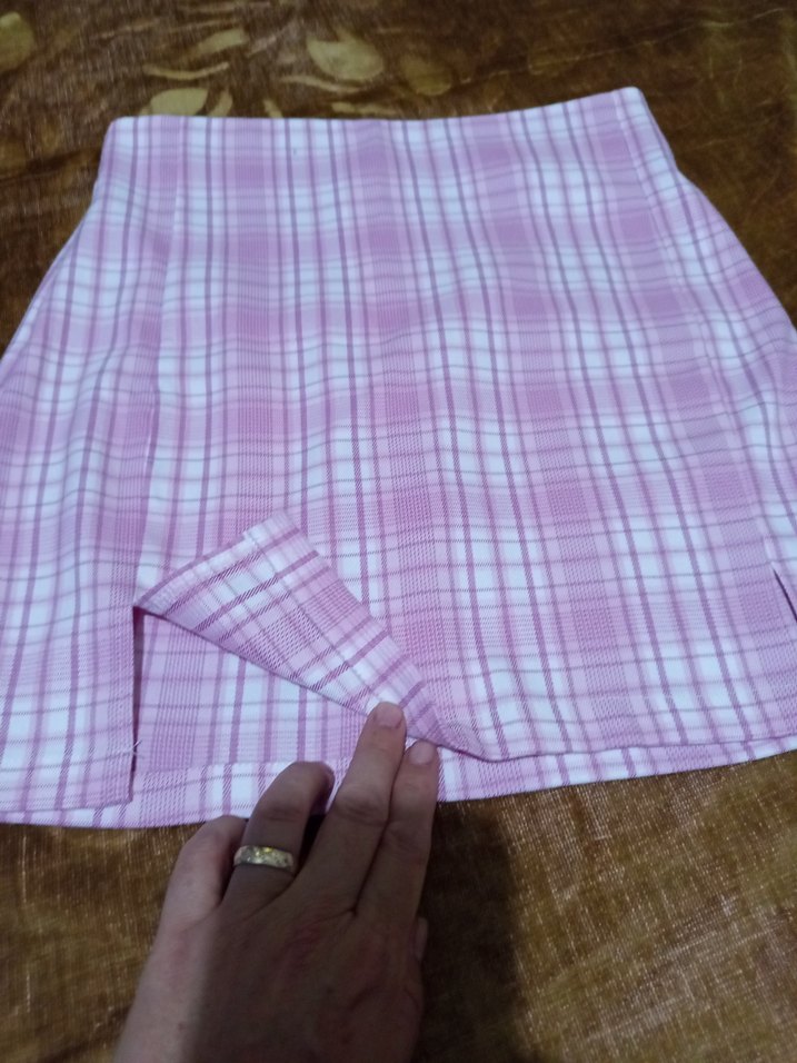 Mor Ekose Desenli Mini Etek - Görsel 3