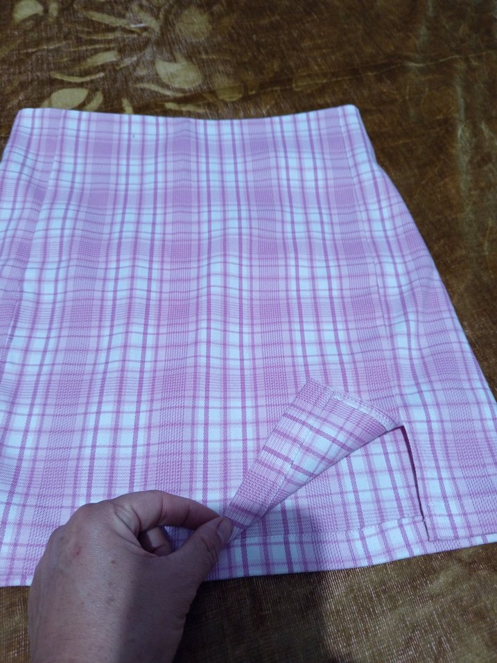 Mor Ekose Desenli Mini Etek - Görsel 4