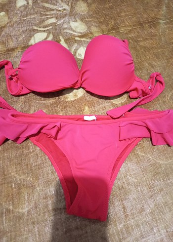 Pembe Fırfırlı Bohem Bikini