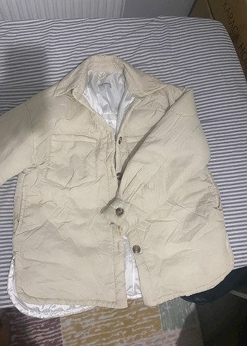 Düğmeli Beyaz Keten Kadın Ceket - Görsel 4