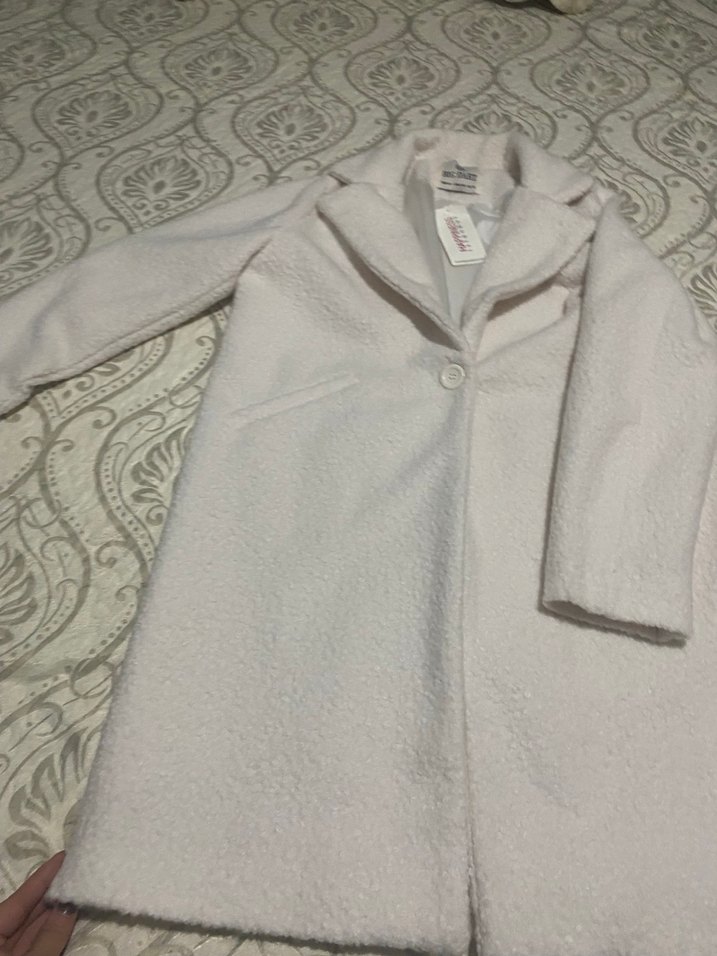 Düğmeli Beyaz Midi Kadın Kaban - Görsel 4