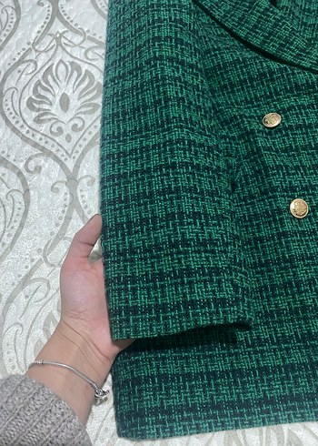 Düğmeli Yeşil Kadın Blazer Ceket - Görsel 5