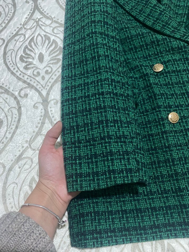 Düğmeli Yeşil Kadın Blazer Ceket - Görsel 5