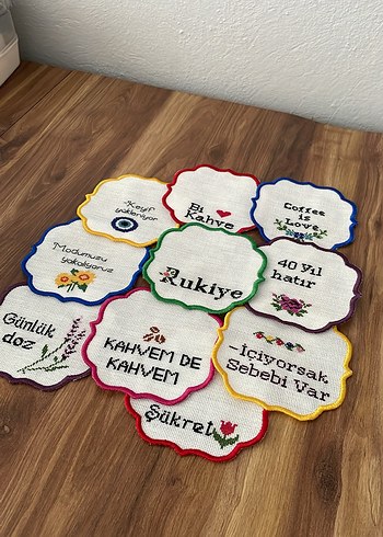 Bohem Tarzda Nakışlı Kahve Altlıkları
