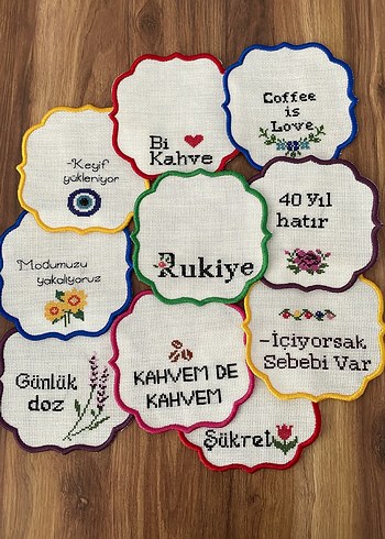 Bohem Tarzda Nakışlı Kahve Altlıkları