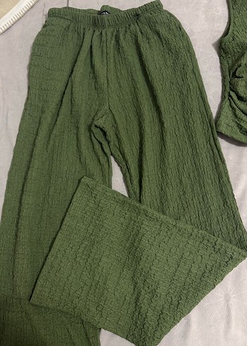 Örgü Detaylı Haki Kadın Pantolon - Görsel 3