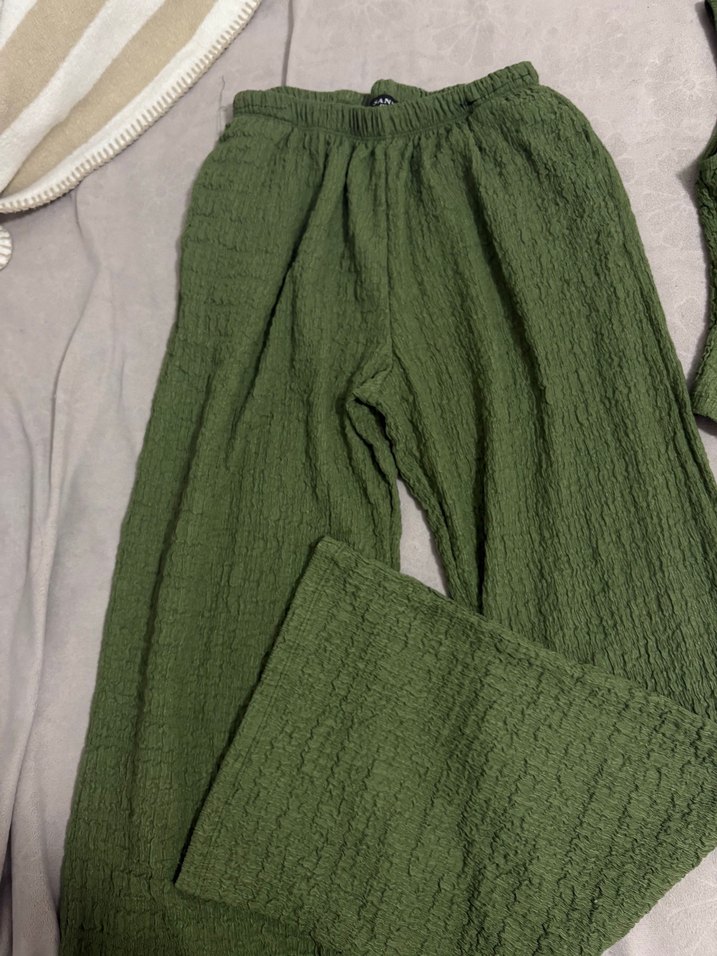 Örgü Detaylı Haki Kadın Pantolon - Görsel 2
