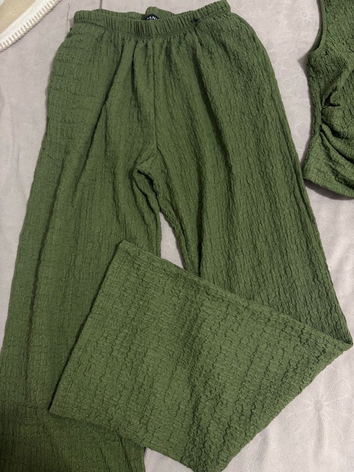 Örgü Detaylı Haki Kadın Pantolon - Görsel 3