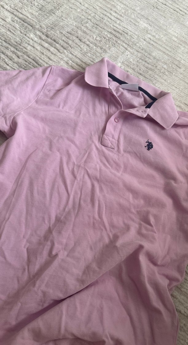 Kadın/Erkek Pembe Polo Tişört Düğmeli Yaka - Görsel 2