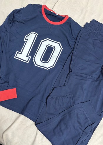 Mavi Erkek Pijama Takımı 10 Baskılı