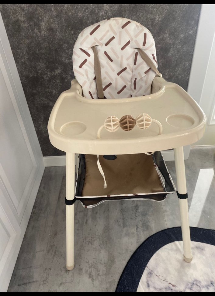 Kahverengi ve gri bebek mama sandalyesi - Görsel 4