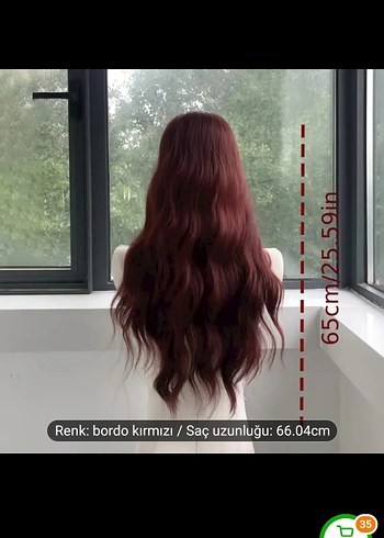 Beden Kırmızı Uzun Dalgalı Peruk Kızıl peruk