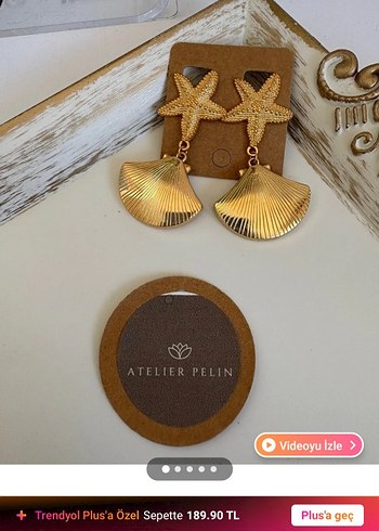 Altın Renk Deniz Temalı Mini Küpe