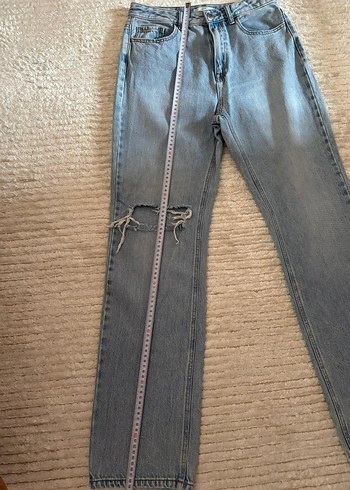 38 Beden mavi Renk Yırtık Detaylı Kadın Denim Jean