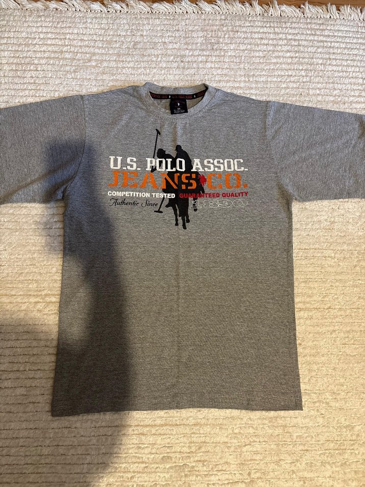 Gri U.S. Polo Assn. Baskılı Erkek Polo Tişört - Görsel 2