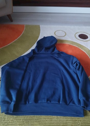 m Beden Mavi Kapüşonlu Kadın Sweatshirt