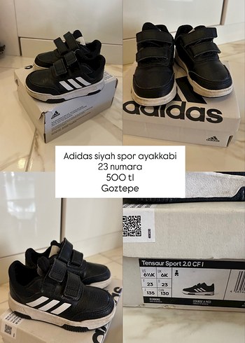 Adidas Siyah Erkek Çocuk Spor Ayakkabı 23 Numara