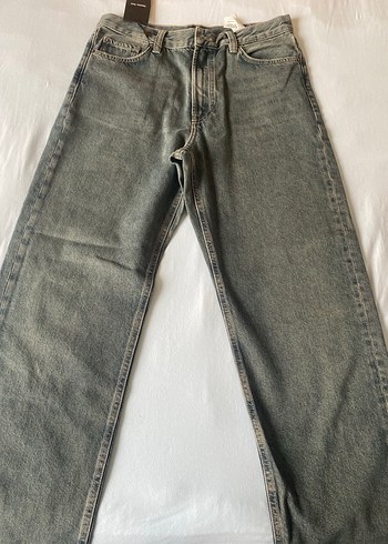 Massimo Dutti Yuksek Bel Acik Gri Denim Jean
