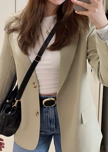 Trendyol & Milla Bej Düğmeli Kadın Blazer Ceket