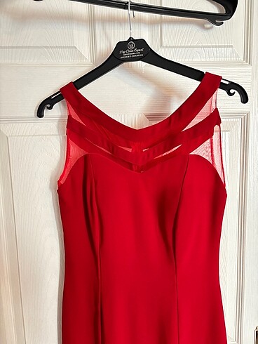 Diğer Kırmızı transparan detaylı kısa elbise