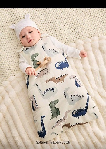 Yumuşak Dinozor Desenli Bebek Uyku Tulumu - Görsel 2