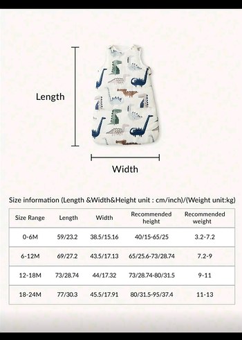 Yumuşak Dinozor Desenli Bebek Uyku Tulumu - Görsel 4