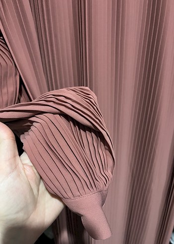 Pembe Piliseli Uzun Kadın Elbisesi - Görsel 4