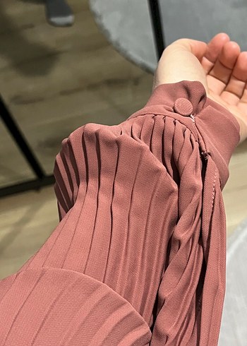 Pembe Piliseli Uzun Kadın Elbisesi - Görsel 9