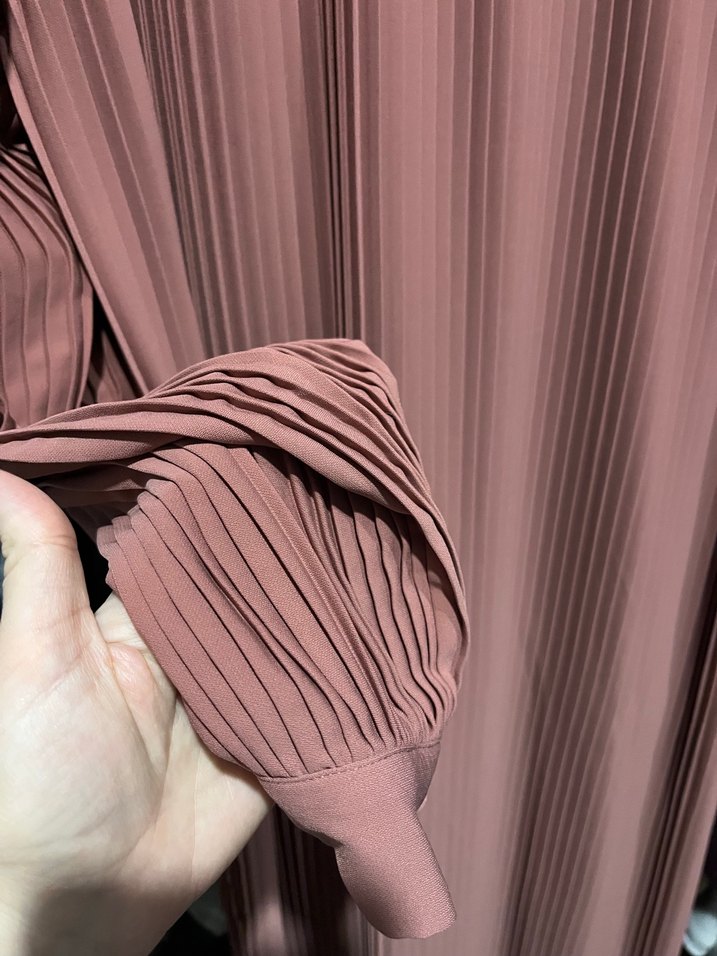 Pembe Piliseli Uzun Kadın Elbisesi - Görsel 4