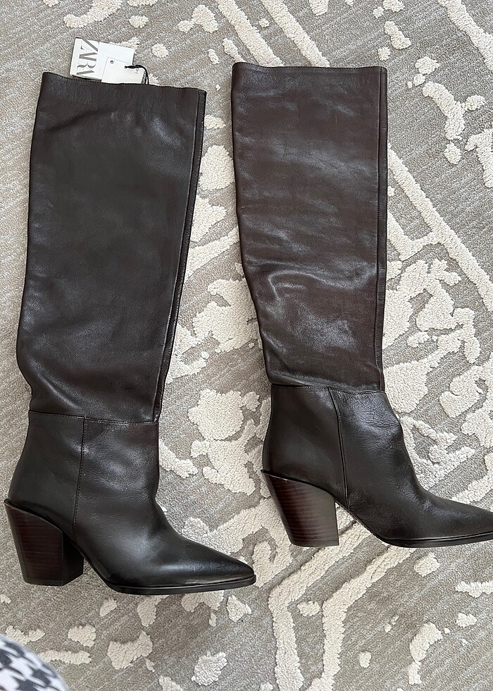 Zara deri çizme etiketli - Görsel 4