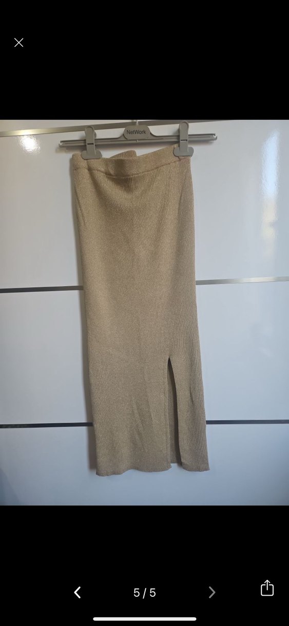 Zara Bej Örme Uzun Kadın Etek - Görsel 4