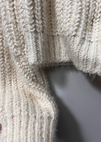 Zara Beyaz Örgü Kadın Kazak - Görsel 3