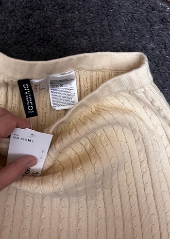 Hm Bej Örgü Kadın Mini Etek - Görsel 3