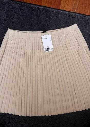 Hm Bej Örgü Kadın Mini Etek - Görsel 2