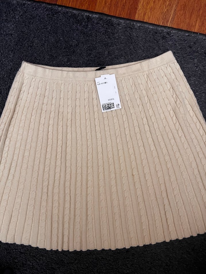 Hm Bej Örgü Kadın Mini Etek - Görsel 2