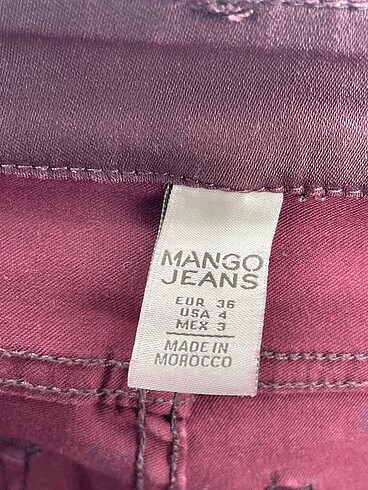 36 Beden bordo Renk Mango Jean / Kot %70 İndirimli.