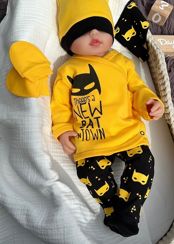 5li Batman Temalı Yenidoğan Hastane Çıkışı Seti - 0 Pamuk - Görsel 5