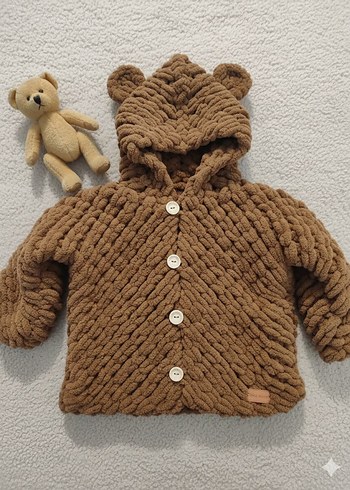 Kapüşonlu Erkek Çocuk Örgü Hırka - Görsel 3