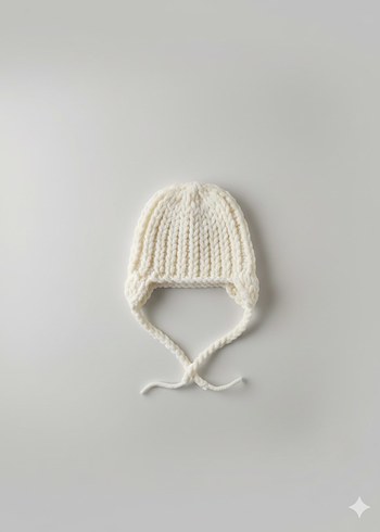 Beyaz Örgü Bebek Bere - Görsel 3