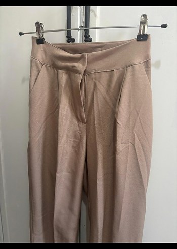 Bej Kadın Keten Kumaş Pantolon - Görsel 3