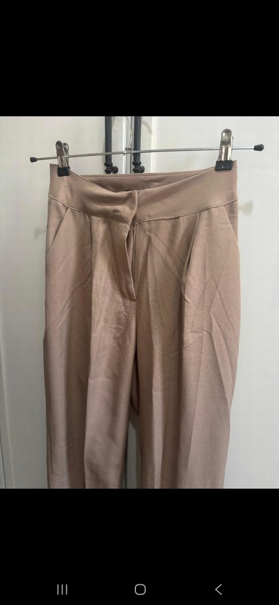 Bej Kadın Keten Kumaş Pantolon - Görsel 3