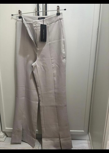 Bej Kadın Kemerli Kumaş Pantolon - Görsel 3