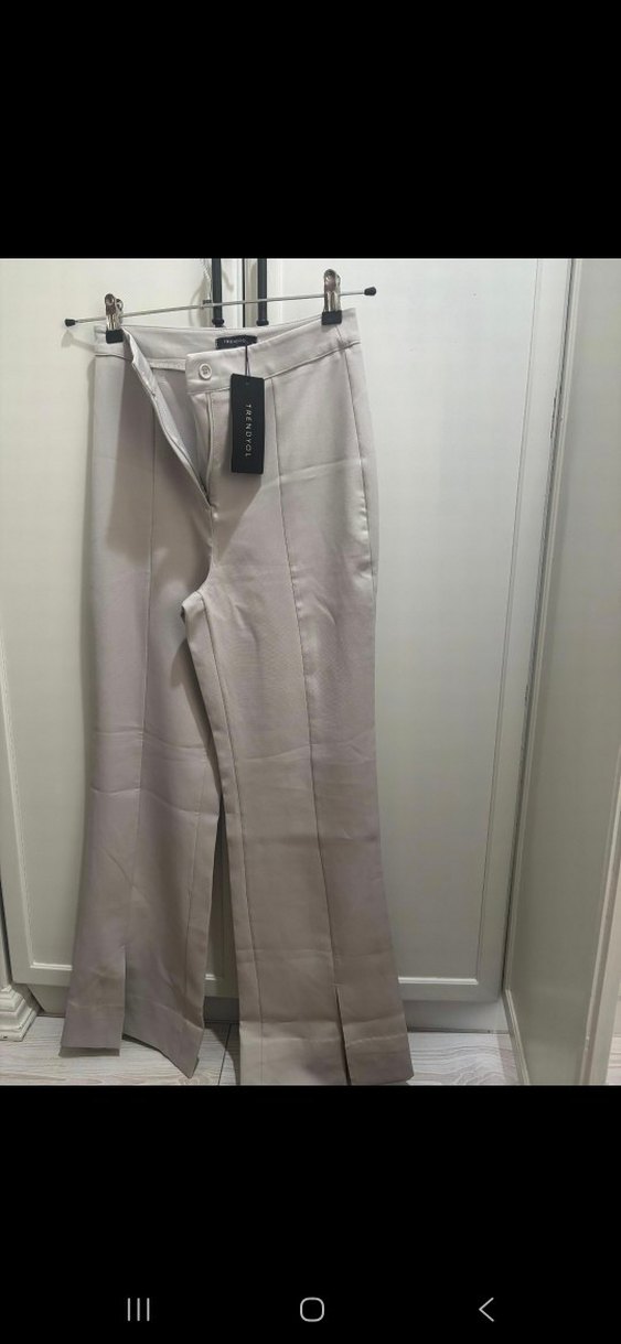 Bej Kadın Kemerli Kumaş Pantolon - Görsel 3