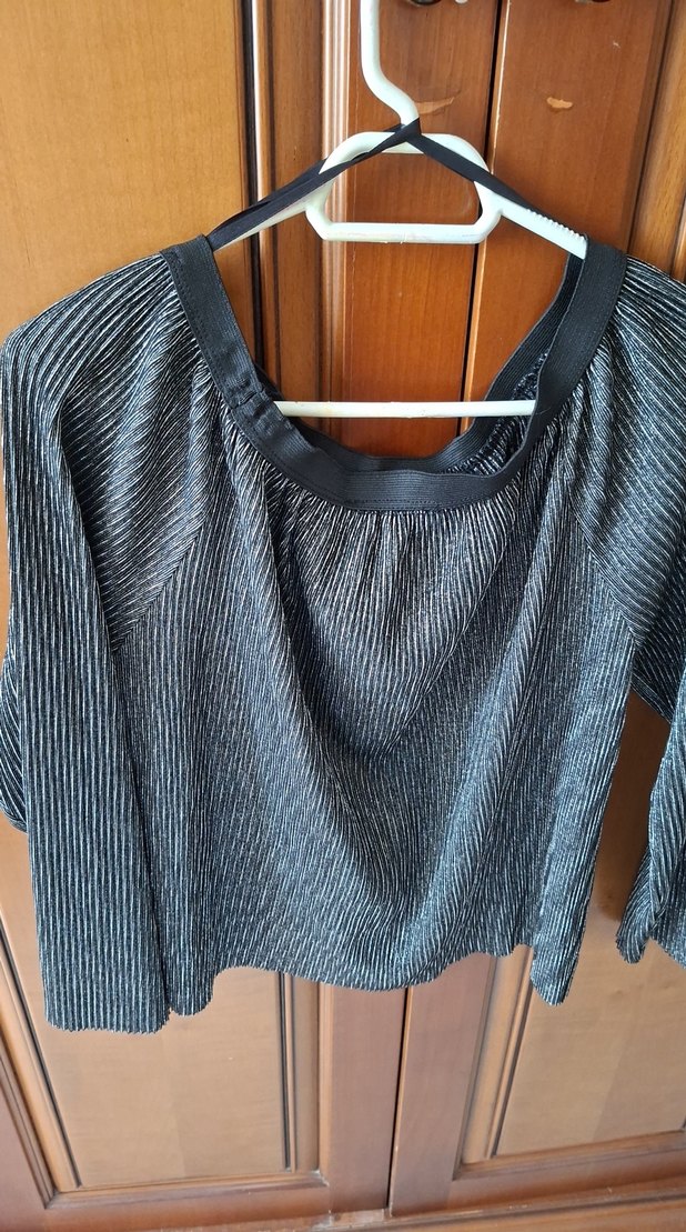 siyah sim cizgilii Kadın Bluz - Görsel 3